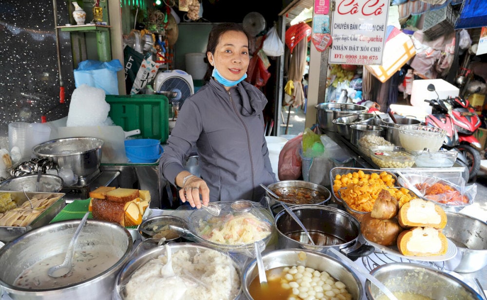 Sweet treats served chilled of colorful Cambodian desserts 